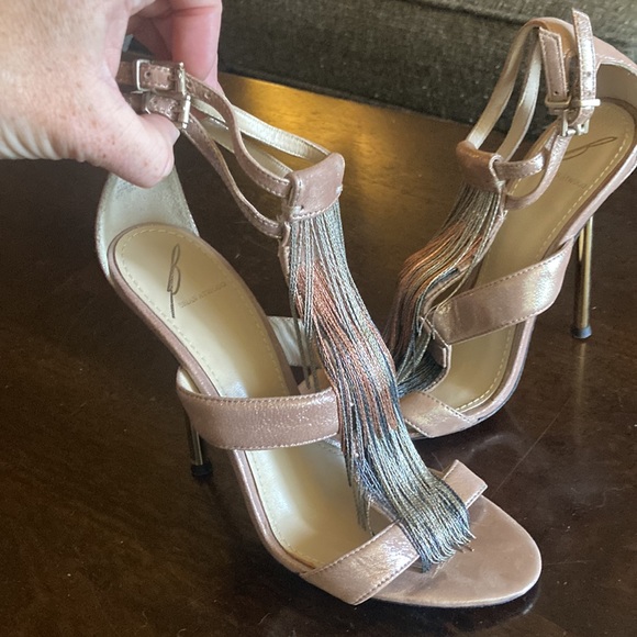 Bryan Atwood, Lenoir Rose Gold, Metallic, Fringe, Stiletto heel. Size 5.5 - Picture 6 of 9